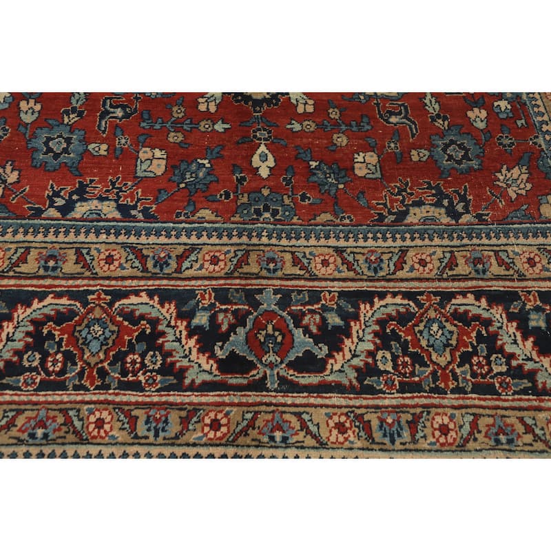 Hand Knotted Oriental 100% Wool Carpet Traditional Floral Oranges & Rust Tabriz Area Rug - 10' 7'' X 7' 8''