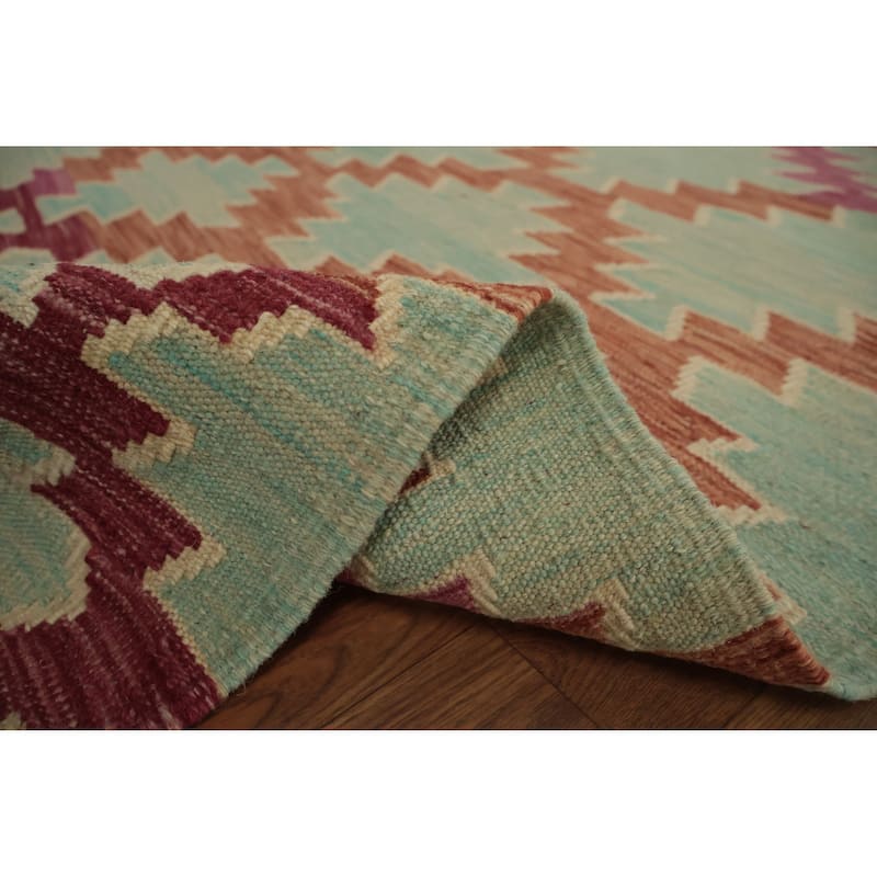 Hand Woven Oriental 100% Wool Carpet Southwestern All-Over Multi-Colored Kilim Area Rug - 8' 1'' X 5' 9''