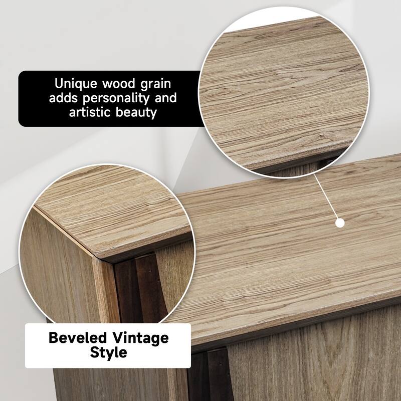 4-Door Wooden Sideboard Cabinet, Multi-functional Kitchen Storage Cabinet, Buffet Cabinet with Adjustable Shelves