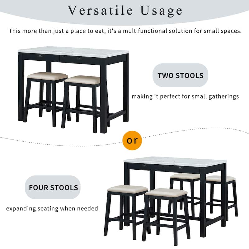 3-Piece Dining Table Set for 2, Counter Height Modern Kitchen Table and Chairs Set of 2