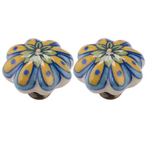 2pcs Ceramic Knobs Drawer Hand Printed Pull Handle Furniture Door Cabinet Cupboard Wardrobe Dresser #2