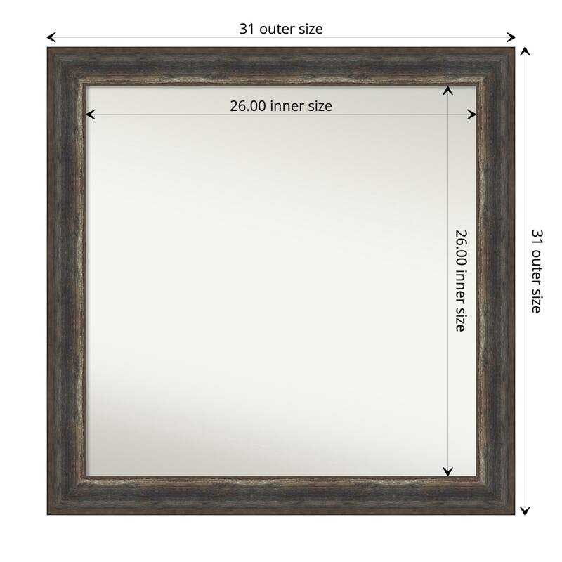 Non-Beveled Wall Mirror - Alta Rustic Char Frame