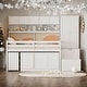 preview thumbnail 1 of 29, Full Size Wooden Loft Bed with Desk, Drawers and Shelves, White White