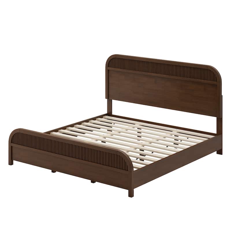 Christopher Knight Home - Modern Wood Platform Bed Frame with Headboard and Wooden Slats Support - No Box Spring Needed