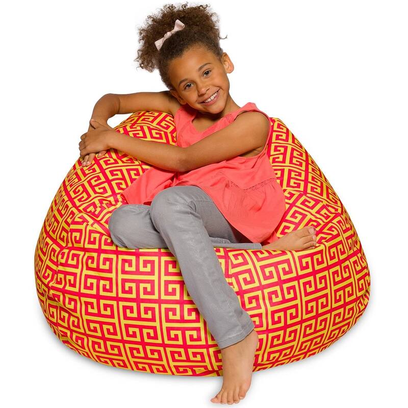 Egyptian Mod Red and Yellow Bean Bag Chair - 35 in.