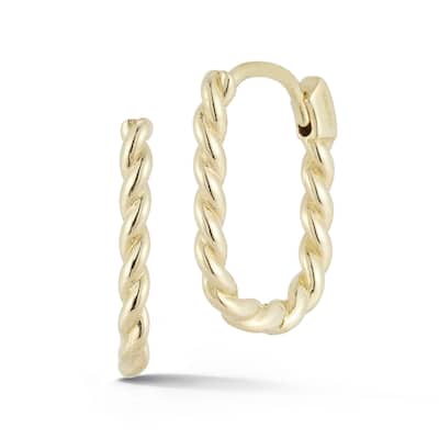 Soleil 14K Gold Square Oval Twist Huggie Hoop Earrings