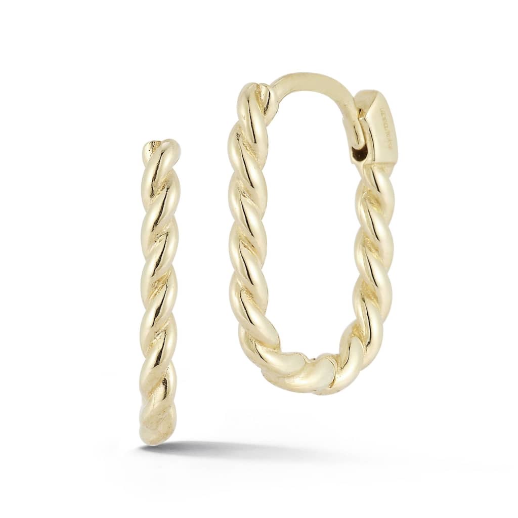 Soleil 14K Gold Square Oval Twist Huggie Hoop Earrings