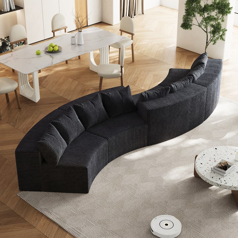 Symmetrical Curved Sectional Sofa Corduroy Modular Semi Circular Couch