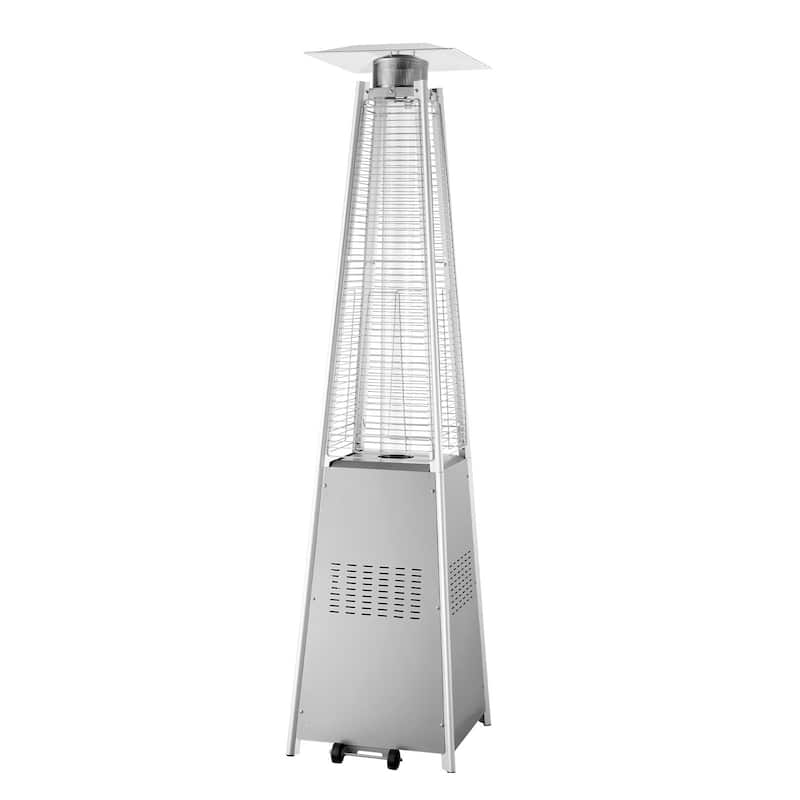 Outdoor Propane Patio Heater 48000 BTU with Wheels Stainless Steel and Adjustable Heat Control - 20.59x22.64x84.25in