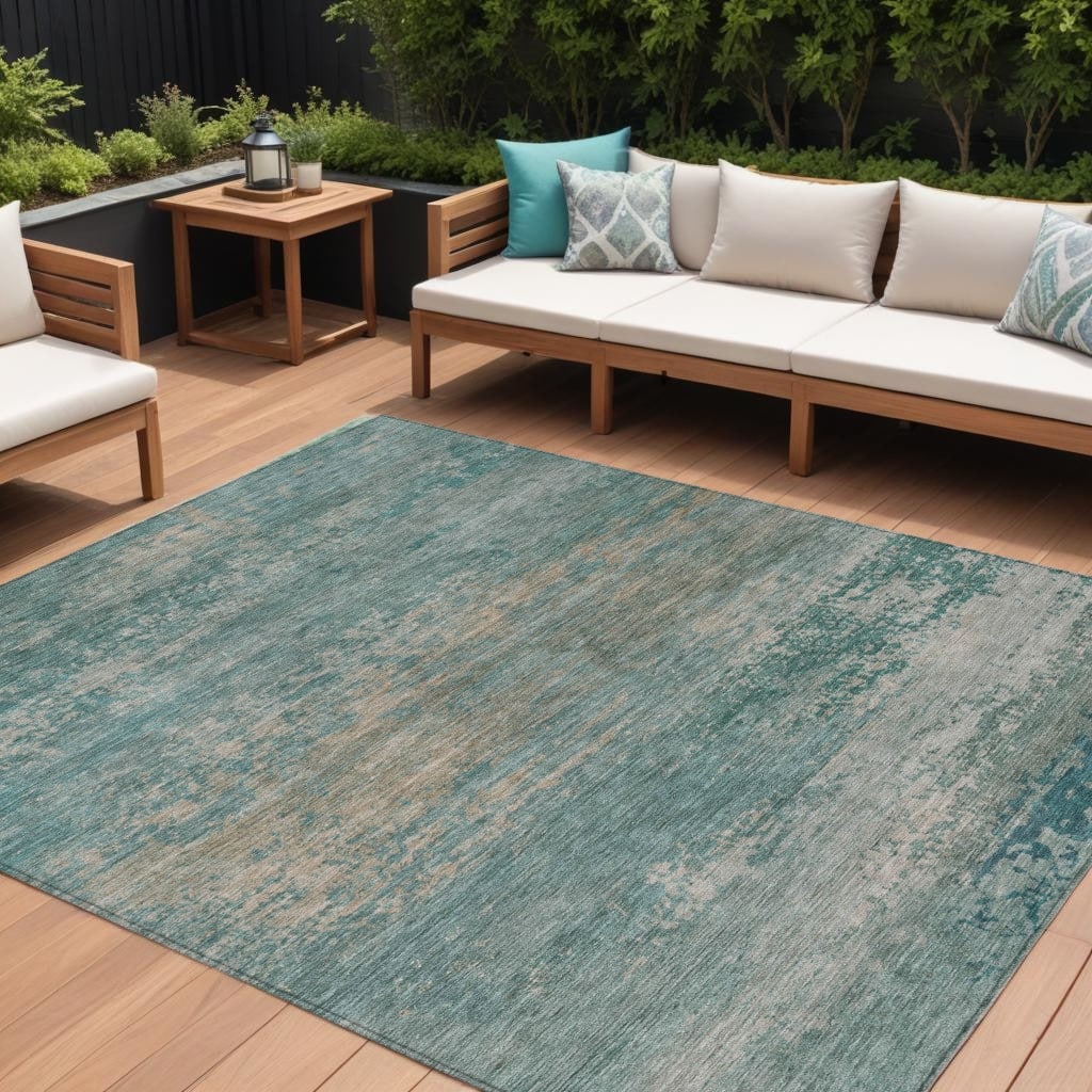 HomeRoots Abstract Transitional Rectangle Outdoor Rug