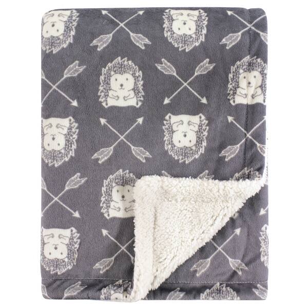 slide 1 of 1, Hudson Baby Infant Boy Plush Blanket with Faux Shearling Back, Hedgehog, One Size - Hedgehog - One Size One Size - Hedgehog