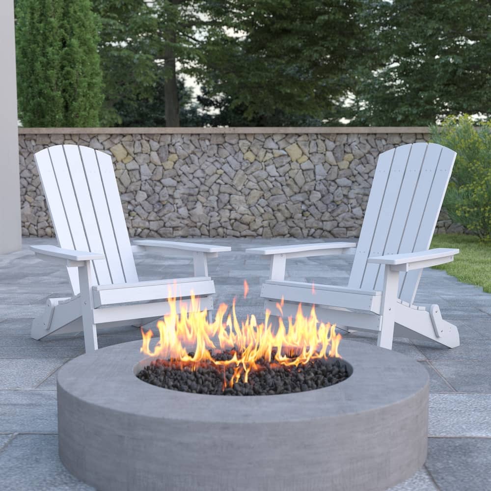 Set of 2 Poly Resin Folding Adirondack Chair-Indoor/Outdoor Patio Chair