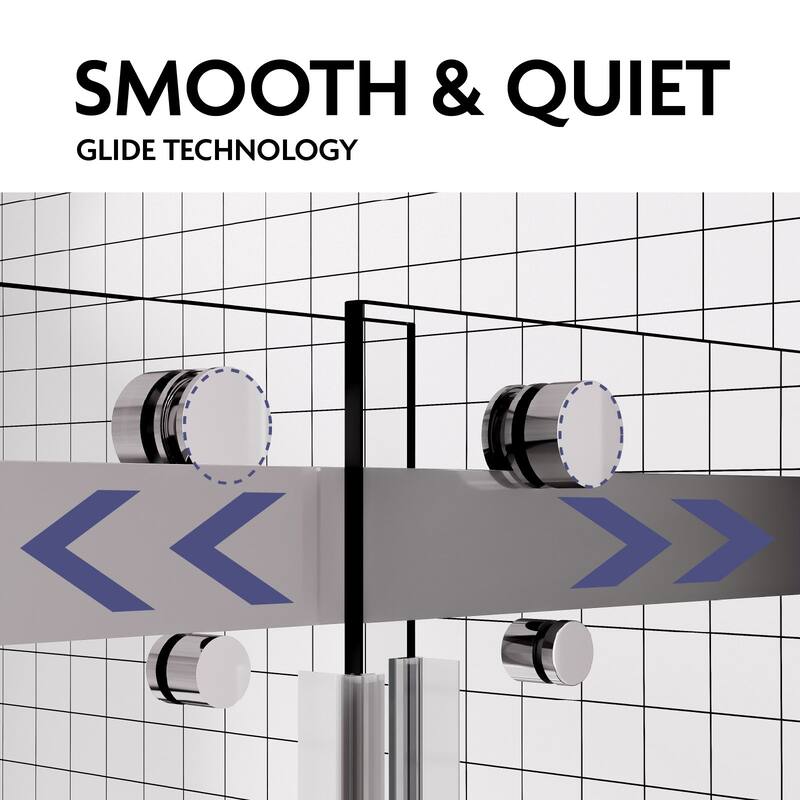 SP Series 68" - 72" W x 77" H Contemporary Frameless Double Sliding Shower Door with 3/8" Clear Tempered Glass