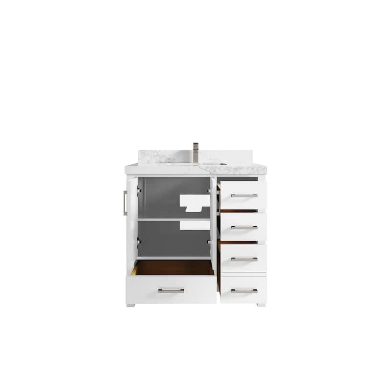 Willow Collections 36 in. W x 22 in. D Malibu Center Sink Left Bathroom Vanity with Countertop