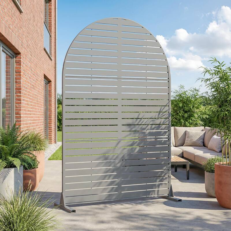 Dovelina 6ft.Outdoor Freestanding Metal Privacy Screen Decorative Garden Fence - 72"x47" - Grey