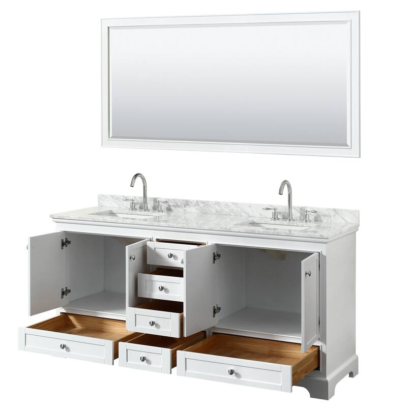 Deborah 72-inch Double Vanity, Square Sinks, 70-inch Mirror