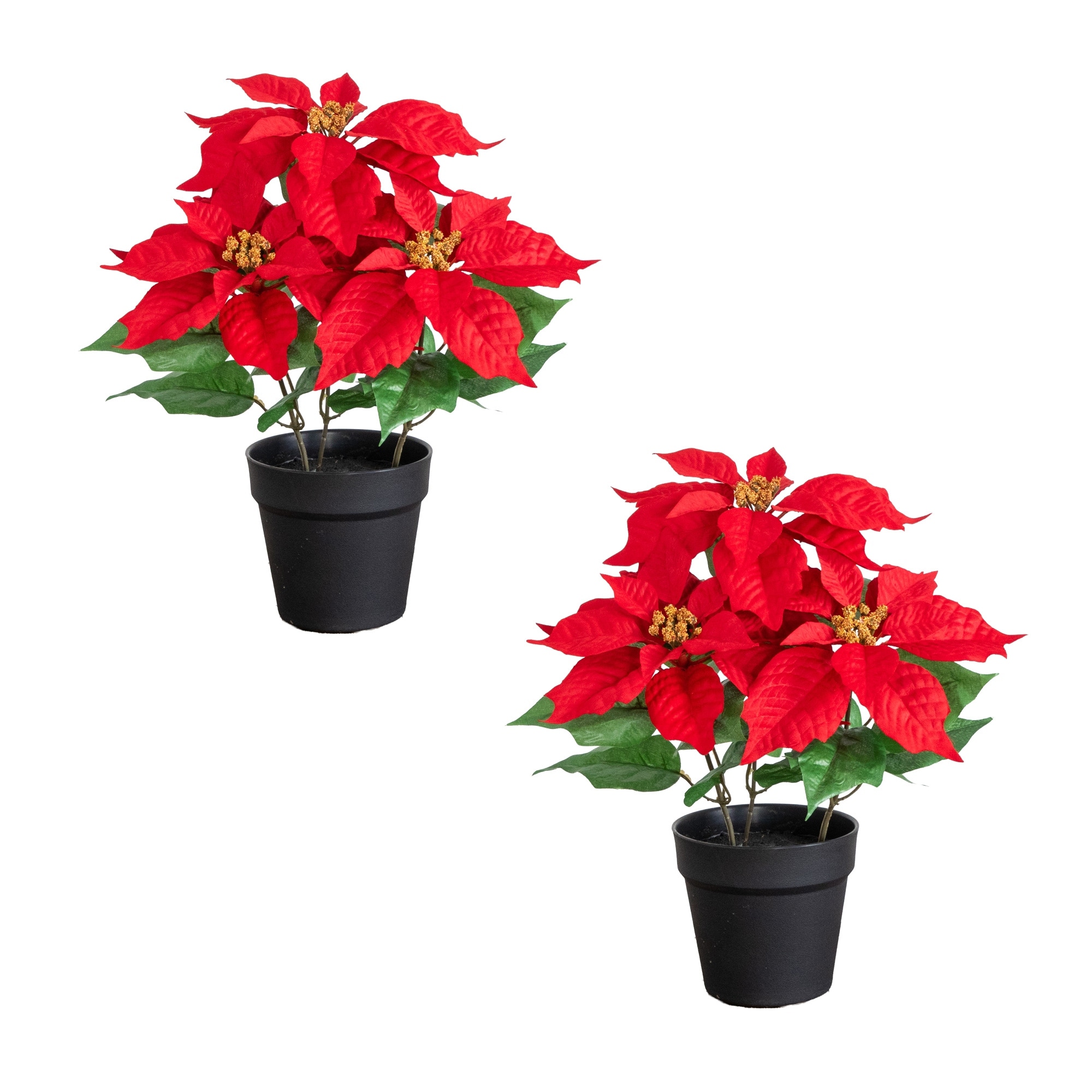 15-in Artificial Poinsettia Plant - Set of 2