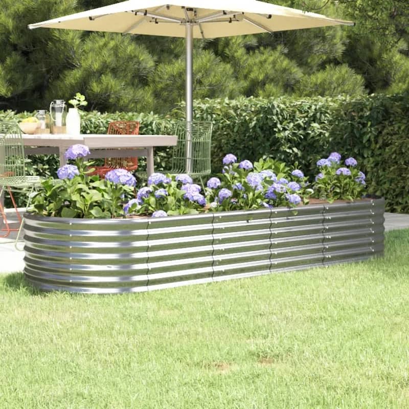 vidaXL Raised Garden Bed Raised Flower Bed Galvanized Steel Outdoor Planter