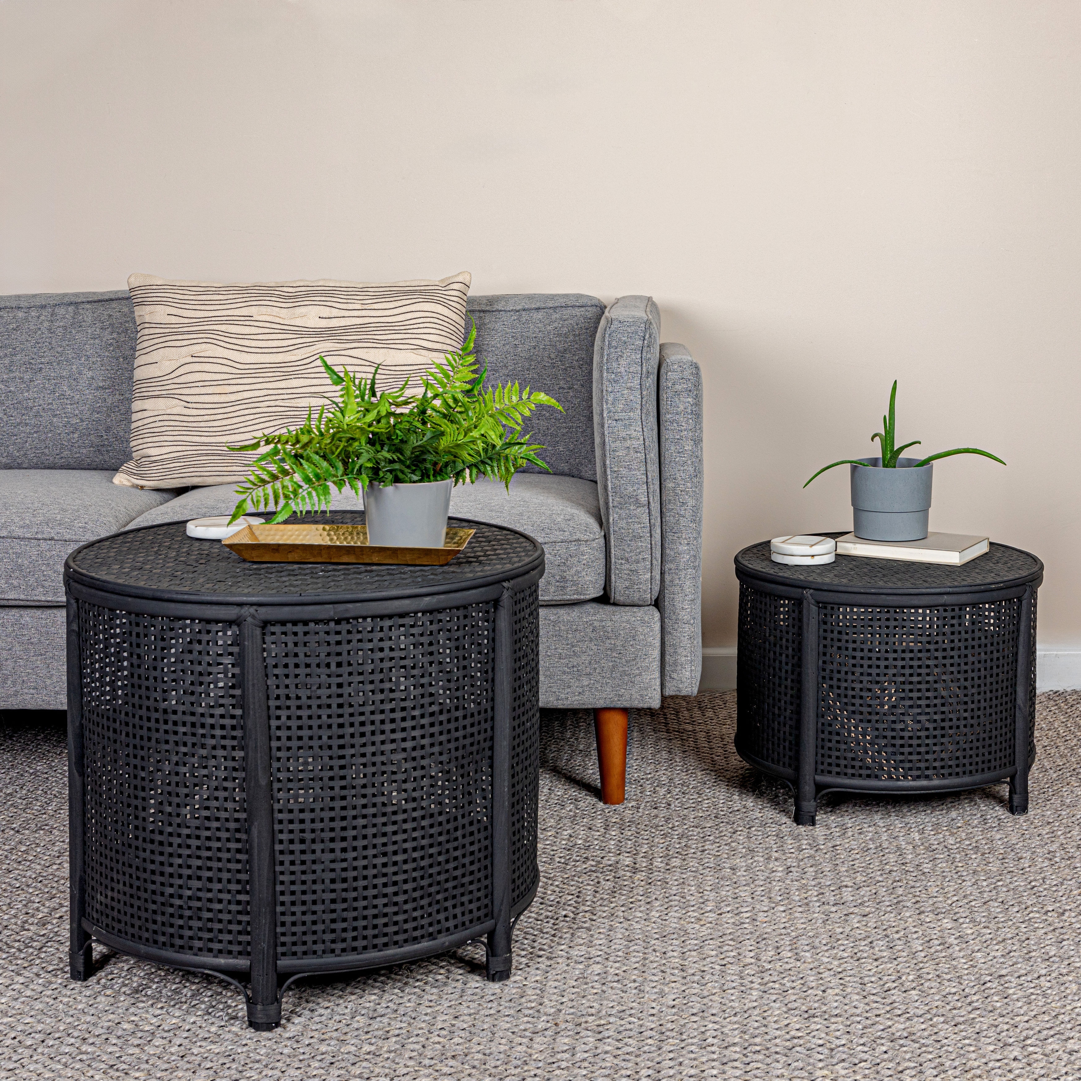 Bamboo and Rattan Accent Storage Table