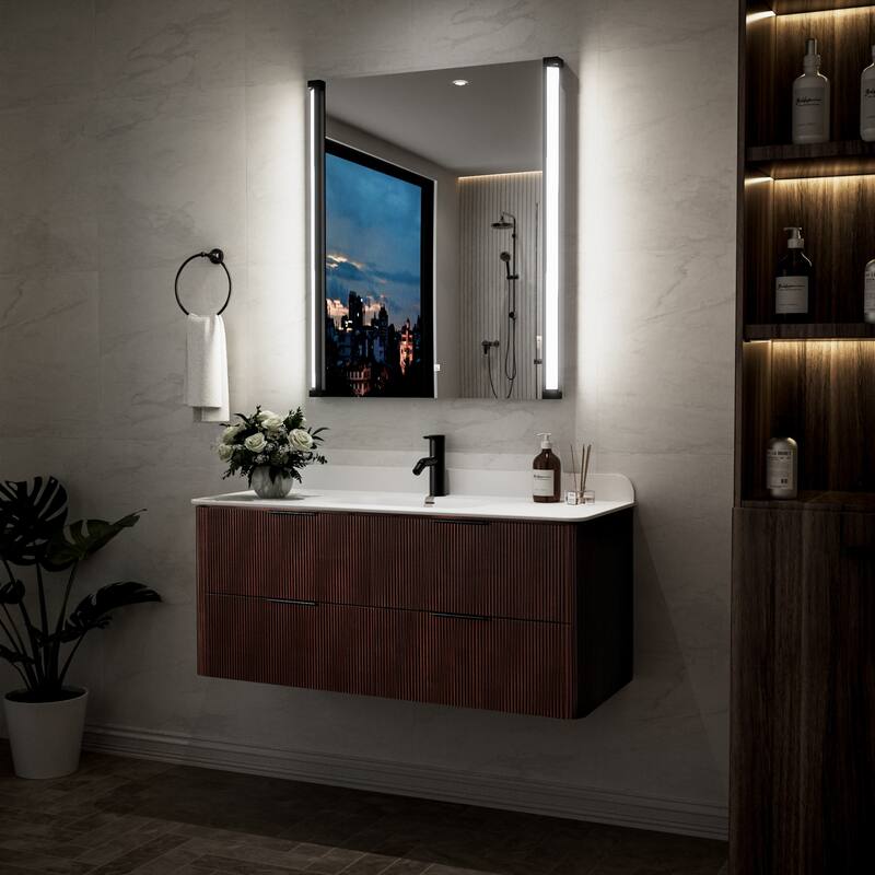 Modland 270° Adjustable LED Bathroom Mirror with Lights Stepless Dimming and Memory Function
