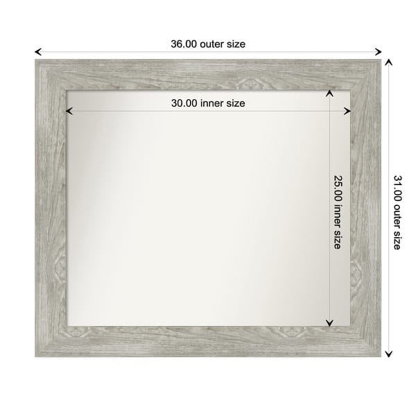 dimension image slide 50 of 113, Dove Greywash Framed Non-Beveled Custom Wall Mirror, Bathroom Vanity Mirror