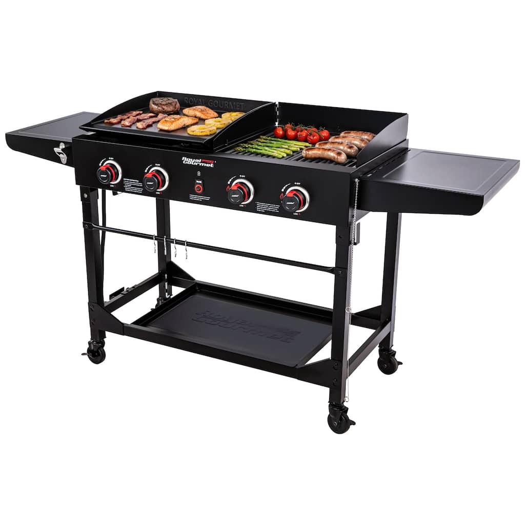 Royal Gourmet 4-Burner Gas Grill and Griddle Combo with Folding Legs