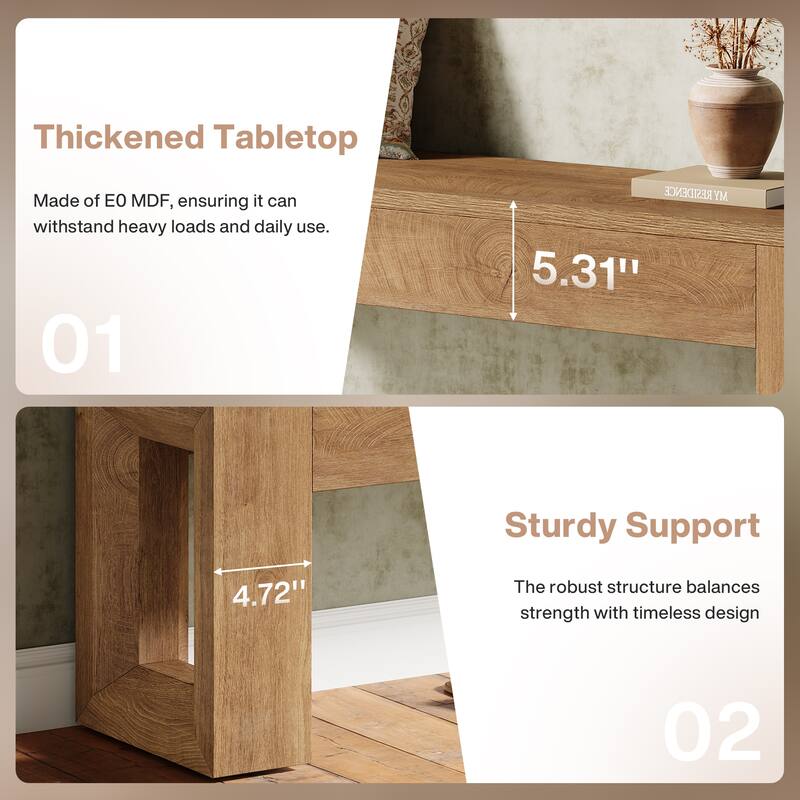 47-Inch Farmhouse Dining Bench for Living Room