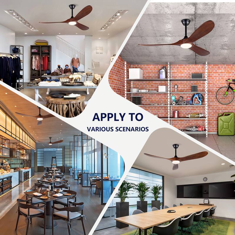 52" Ceiling Fans w/ lights and Remote Control, 18W Led Light, Reversible DC Motor