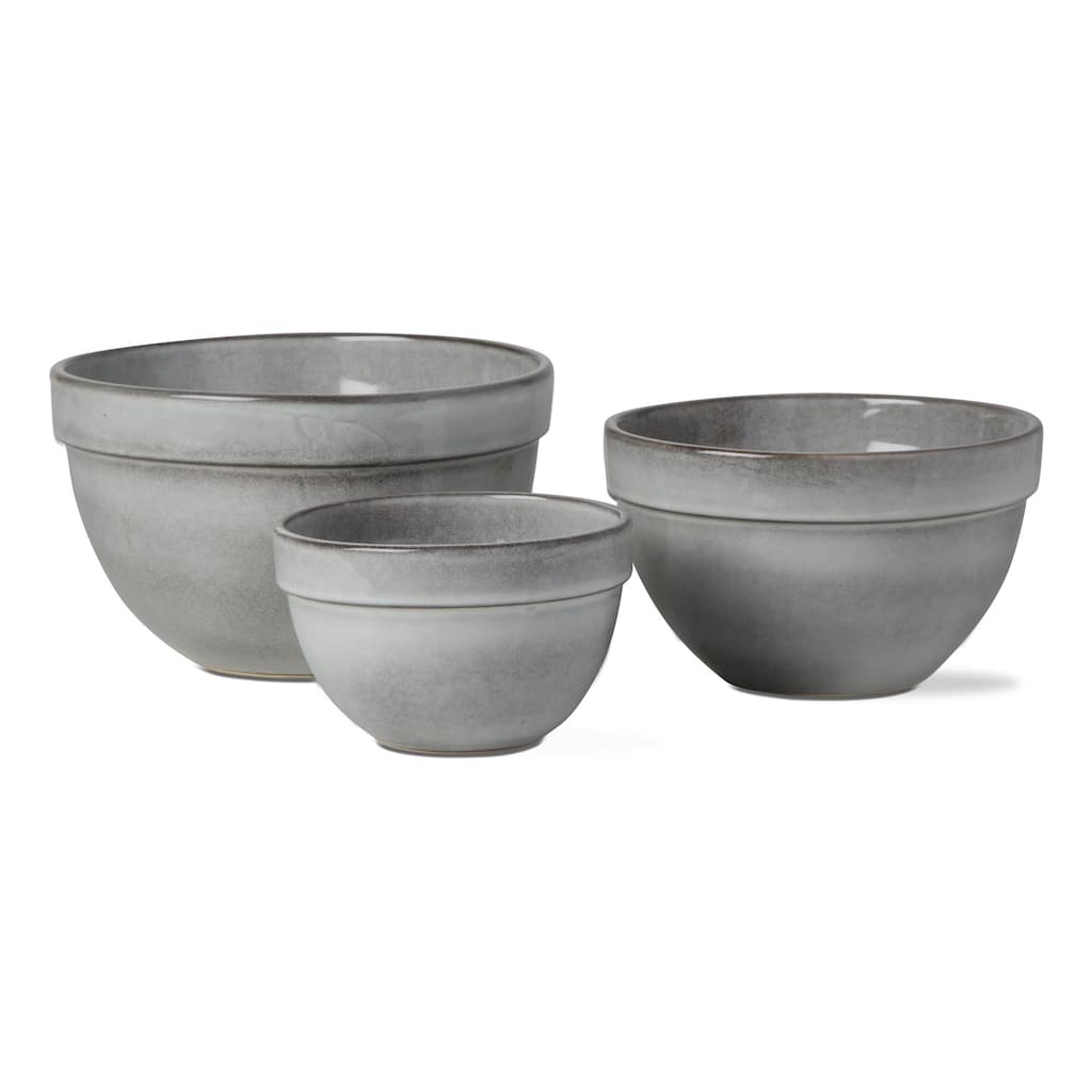 Stinson Set of 3 Light Gray Ceramic Mixing Bowls Dishwasher Safe Kitchen Accessories 23oz Everyday Dinnerware