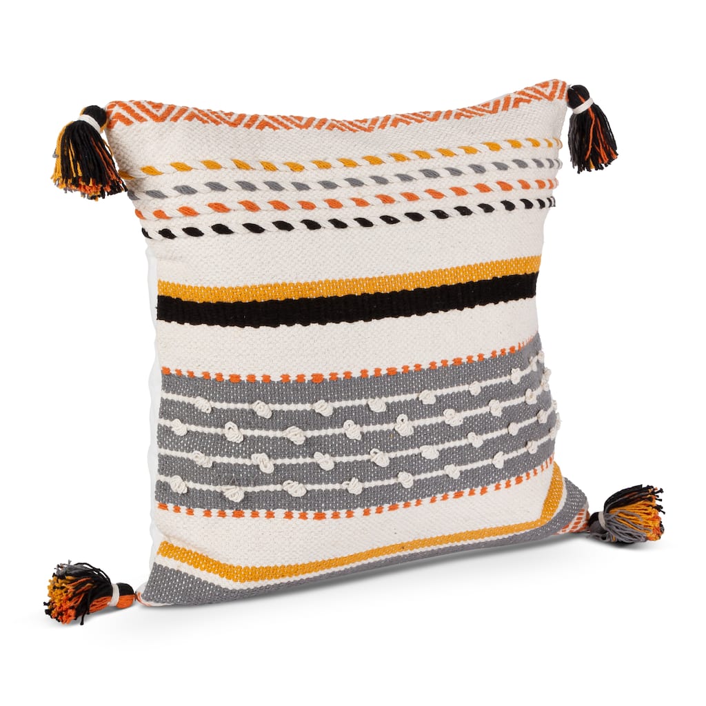 18 in W Ivory, Black, & Gold Woven Square Throw Pillow