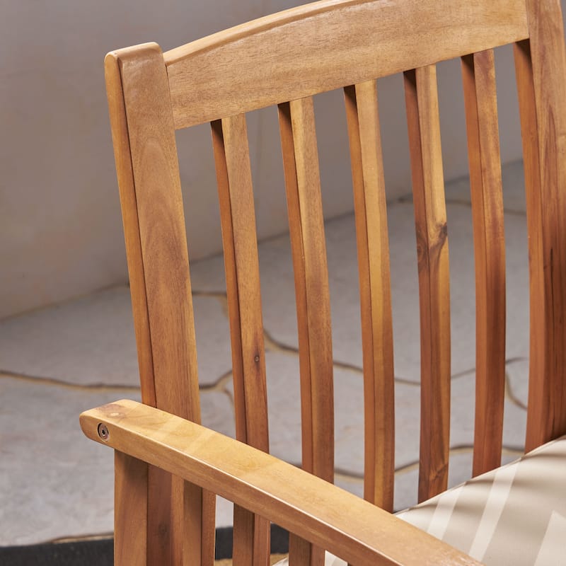 Casa Outdoor Acacia Wood Dining Chairs with Cushions (Set of 2) by Christopher Knight Home