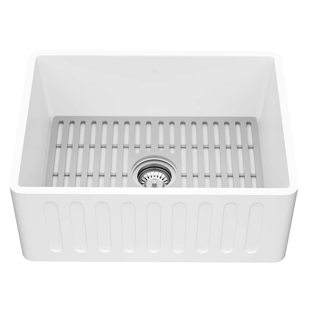 Vigo VGRA2418CSK1 Matte Stone 24" Farmhouse Single Basin Solid Surface