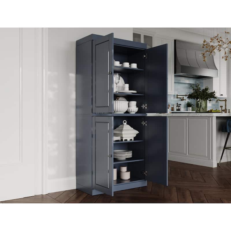Palace Imports 100% Solid Wood Pantry Cabinet with Frosted, Clear Glass or Solid Doors and Adjustable Shelves