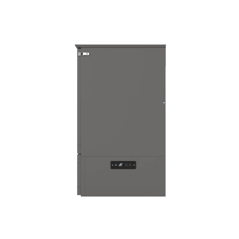 Aspen Queen Murphy Bed Chest with 6" Mattress, Storage Drawer & Built-In Charger in Grey