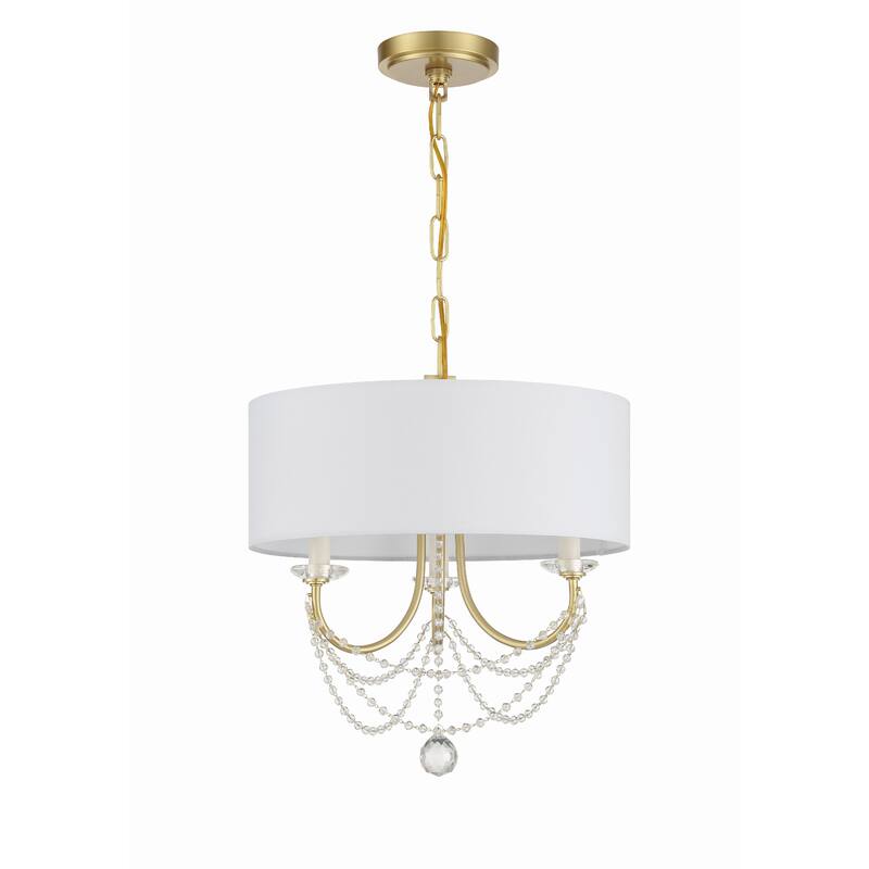 Delilah 3 Light Aged Brass Mini Chandelier - 15.75"W x 16.5"H