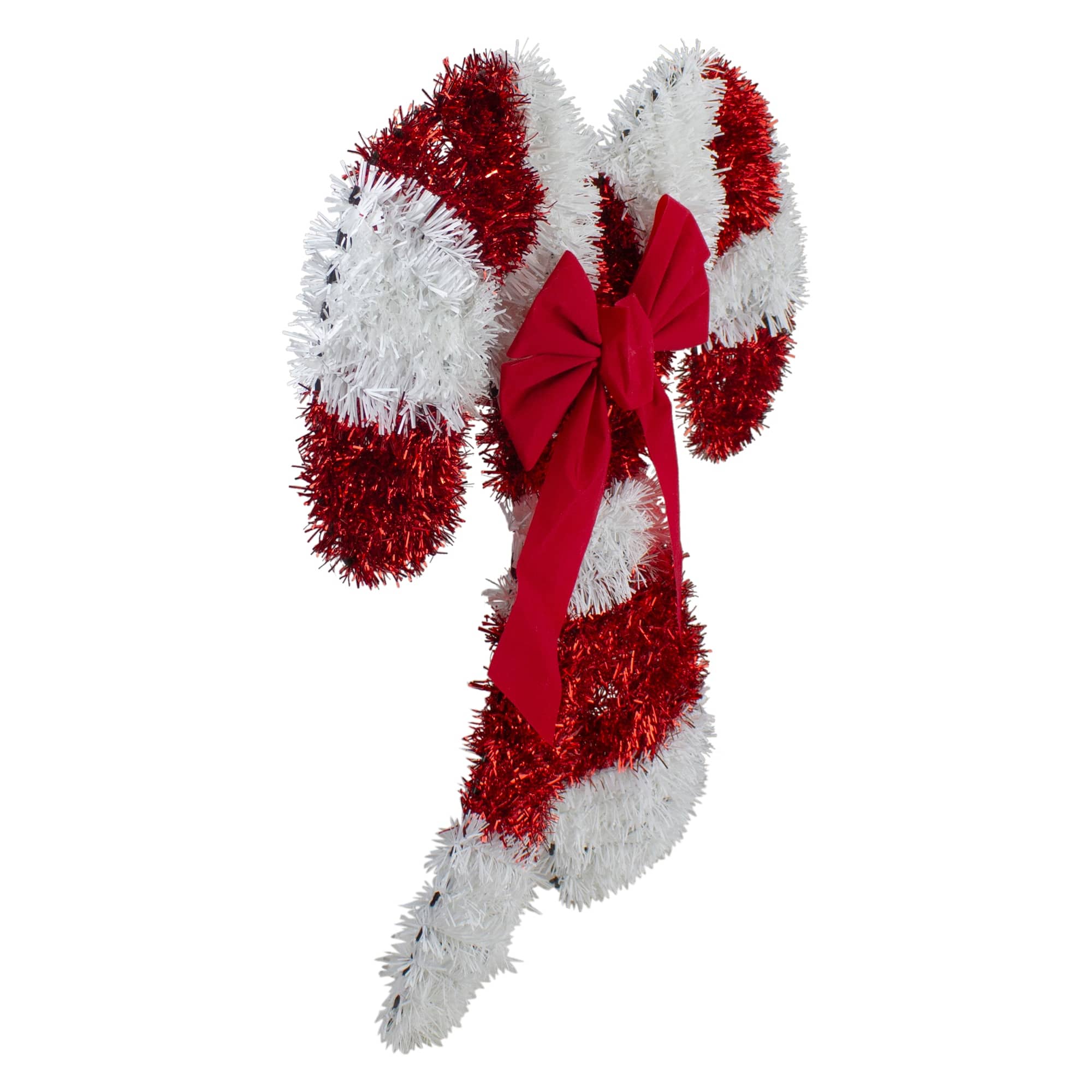 19 -Inch Tinsel Candy Cane Christmas Window Decoration - Unlit - 19 ...