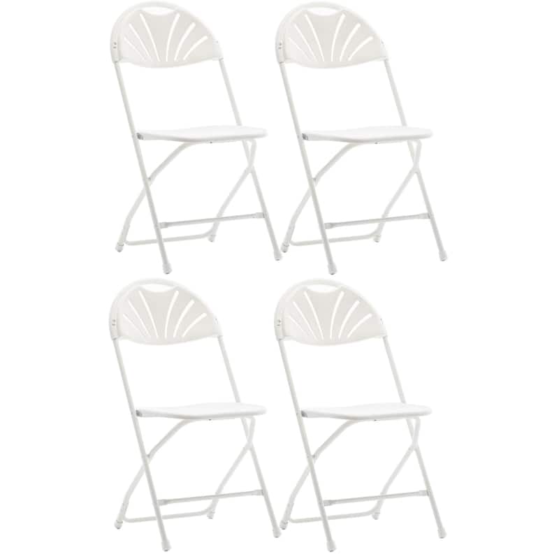 BTEXPERT White Plastic Folding Chair Steel Frame Commercial High Capacity Event Chair Lightweight Wedding Party Set of 4