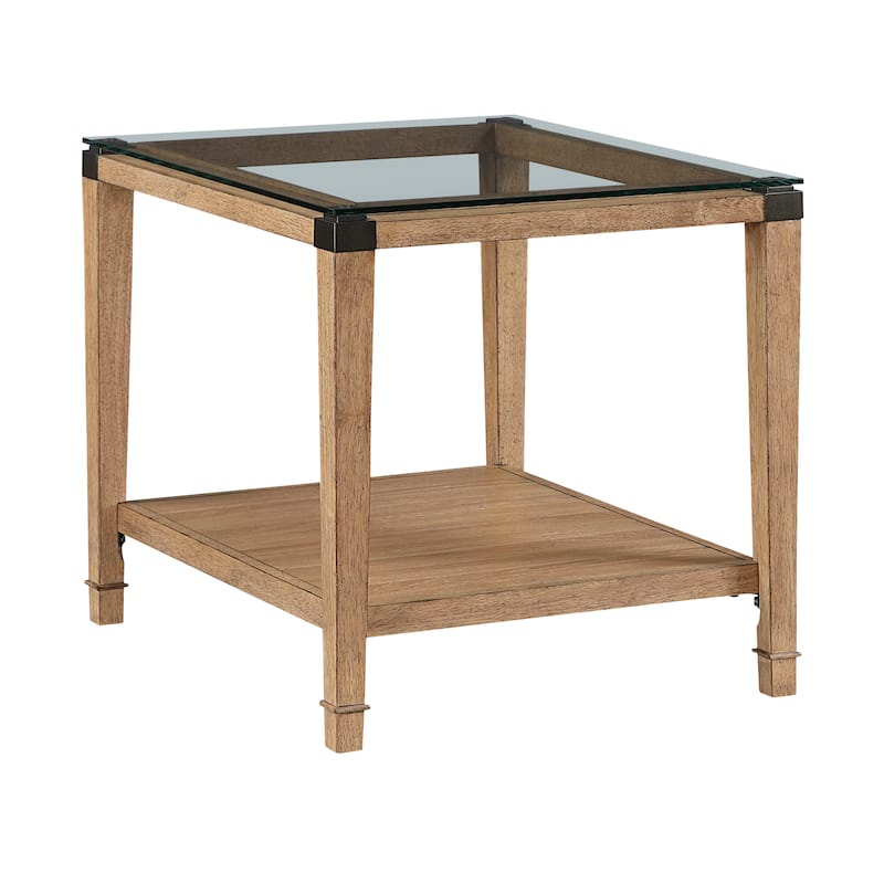 Neilsen 20" Transitional Square Wood Glass Tabletop End Table