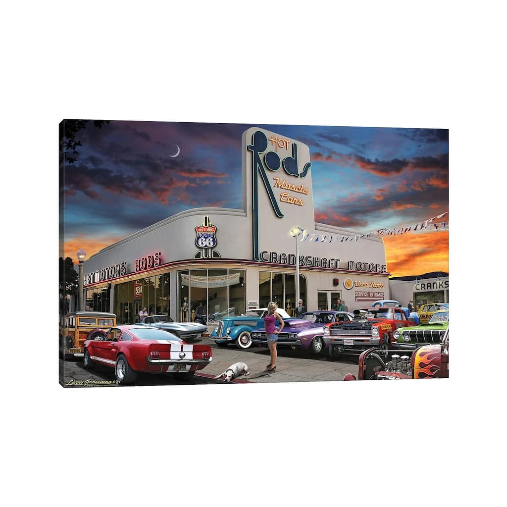 iCanvas "Muscle Car Motors" by Larry Grossman Canvas Print