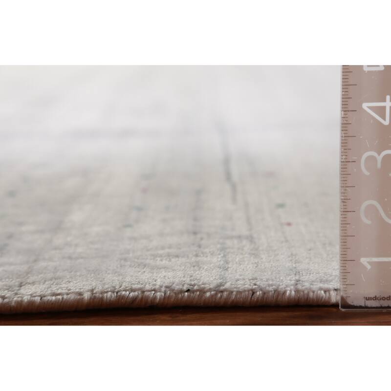 Hand Knotted Oriental 100% Wool Carpet Tribal Stripe Greys & Charcoal Gabbeh Area Rug - 12' 2'' X 9' 1''