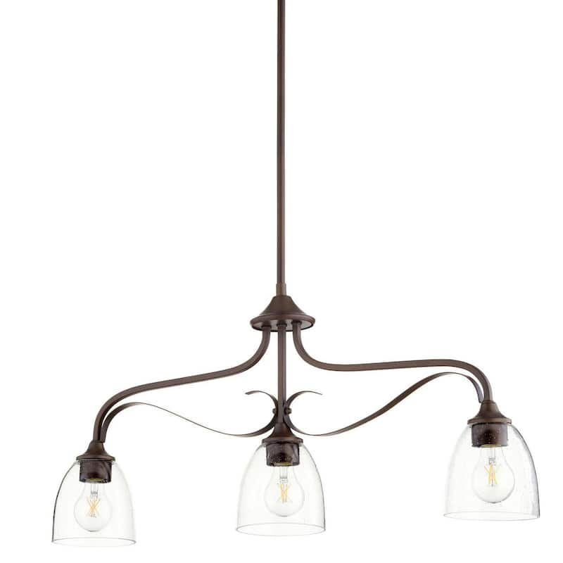 Quorum International 6627-3-2 Jardin 3 Light 6" Wide Linear Pendant - Oiled Bronze / Clear / Seeded