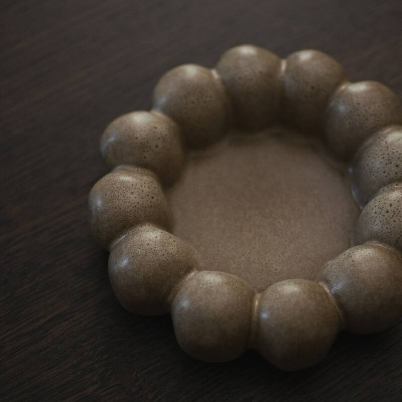 Rounded Shape Ceramic Plate Candle Holder - 6.75" - Beige