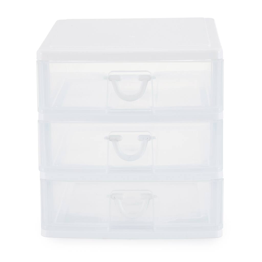 Gracious Living Deluxe 3 Drawer Storage Desktop and Countertop Organizer, White - 1 Pack