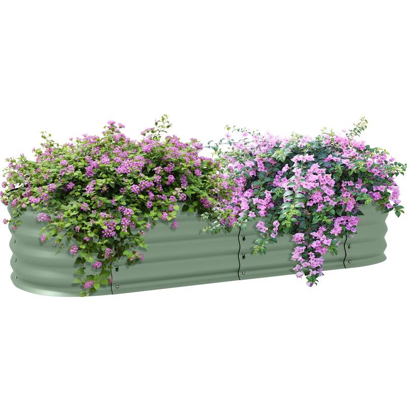 Modern Minimalist Garden Bed with Safety Edging, Easy DIY Stock Tank, for Growing Flowers Herbs Vegetables - 8' x 10'