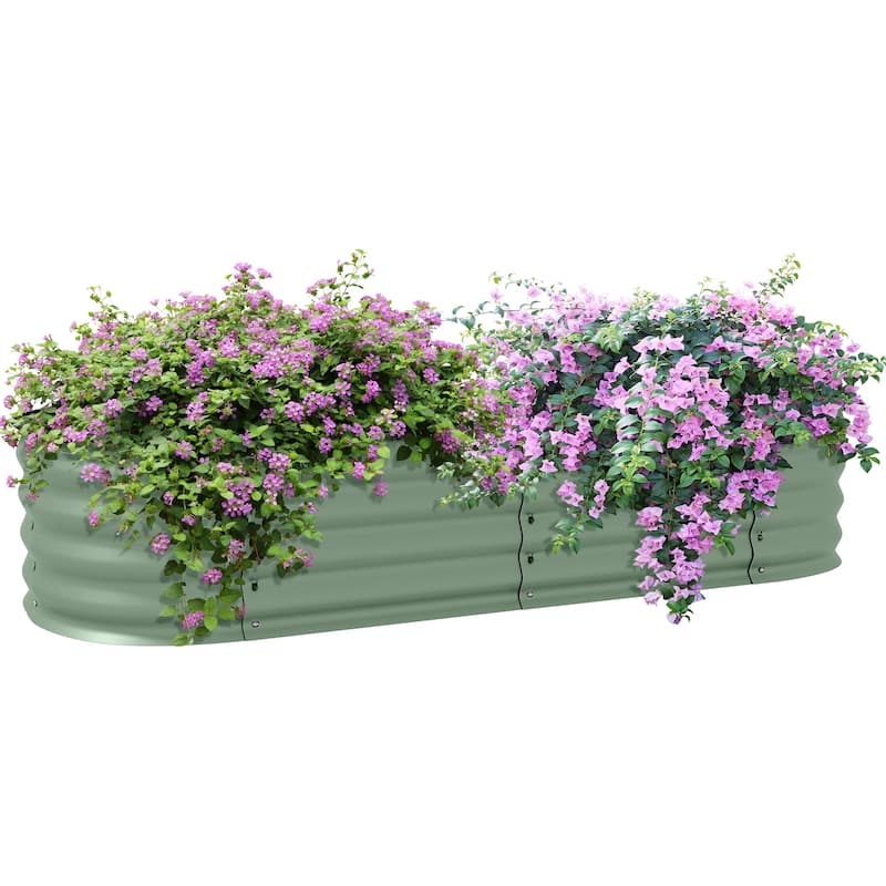 Outsunny 4.9' x 2' x 1' Galvanized Raised Garden Bed Kit, Outdoor Metal Elevated Planter Box with Safety Edging