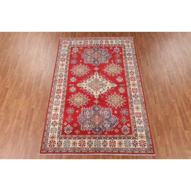 Red Kazak Oriental Area Rug Handmade Traditional Bedroom Wool Carpet - 6'6" x 9'9"