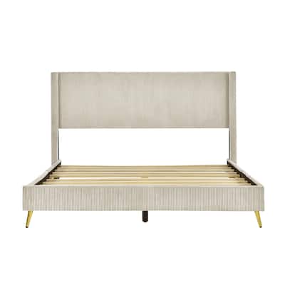 Corduroy Platform Bed with Metal Legs