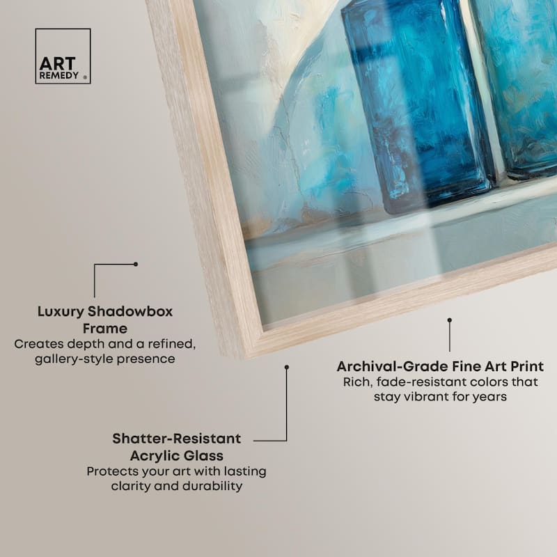 Three Blue Bottles Shadowbox by Art Remedy