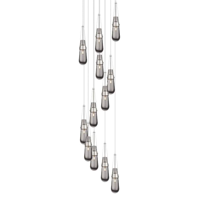Innovations Lighting 126-452-1P-21-24 Milan Pendant Milan 12 Light 24" - Brushed Satin Nickel / Light Smoke