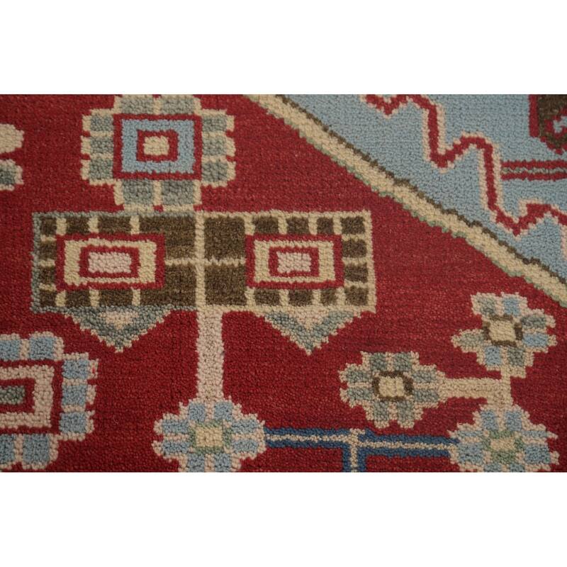 Geometric Kazak Area Rug Hand-Knotted Wool Carpet - 7'9" x 9'9"